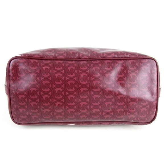 Large Michael Kors BURGUNDY COATED CANVAS LOGO SHOULDER BAG TOTE HANDBAG PURSE - Picture 5 of 16